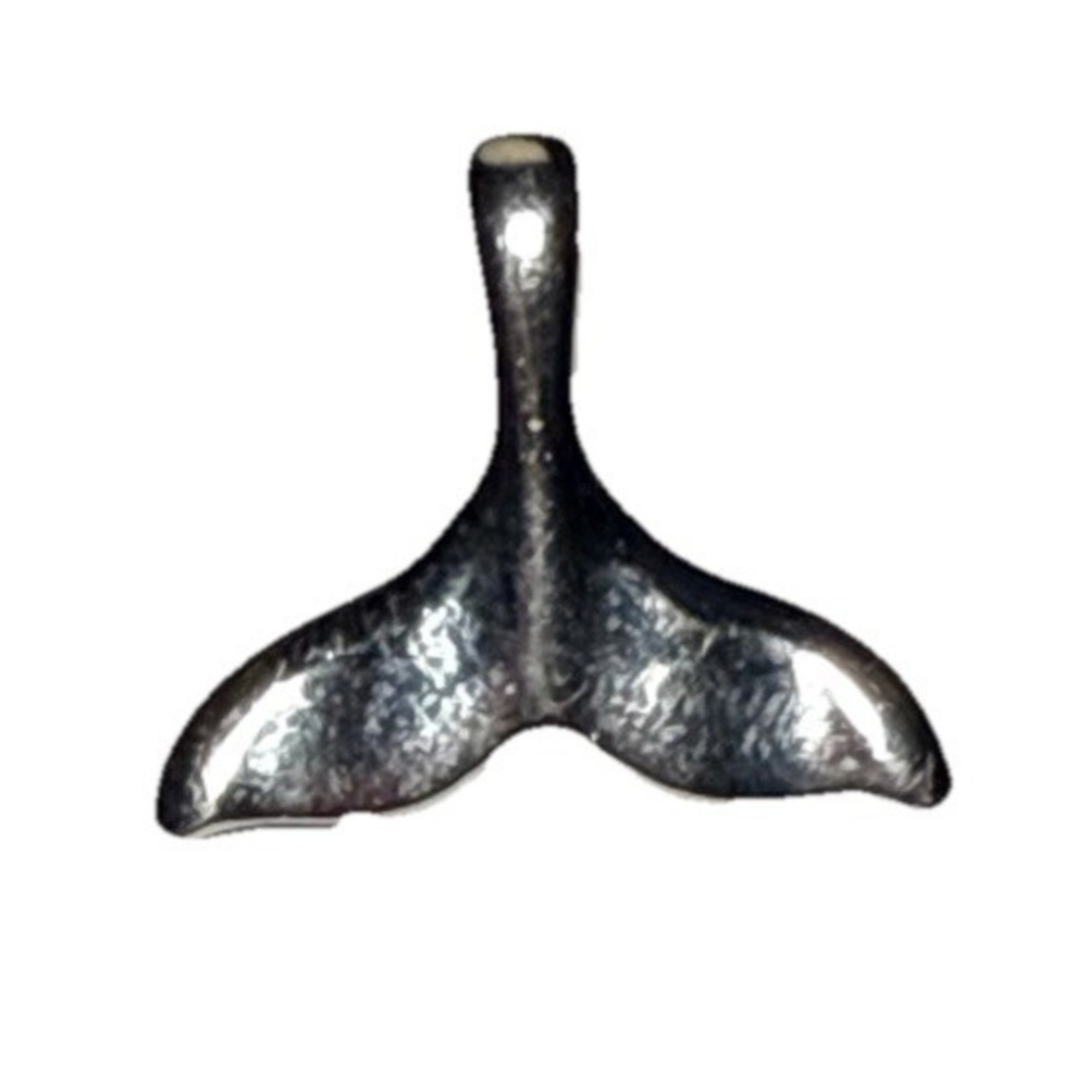 Vintage Necklace Pendant Whale Mermaid Tale Silver‎ Tone J-10E